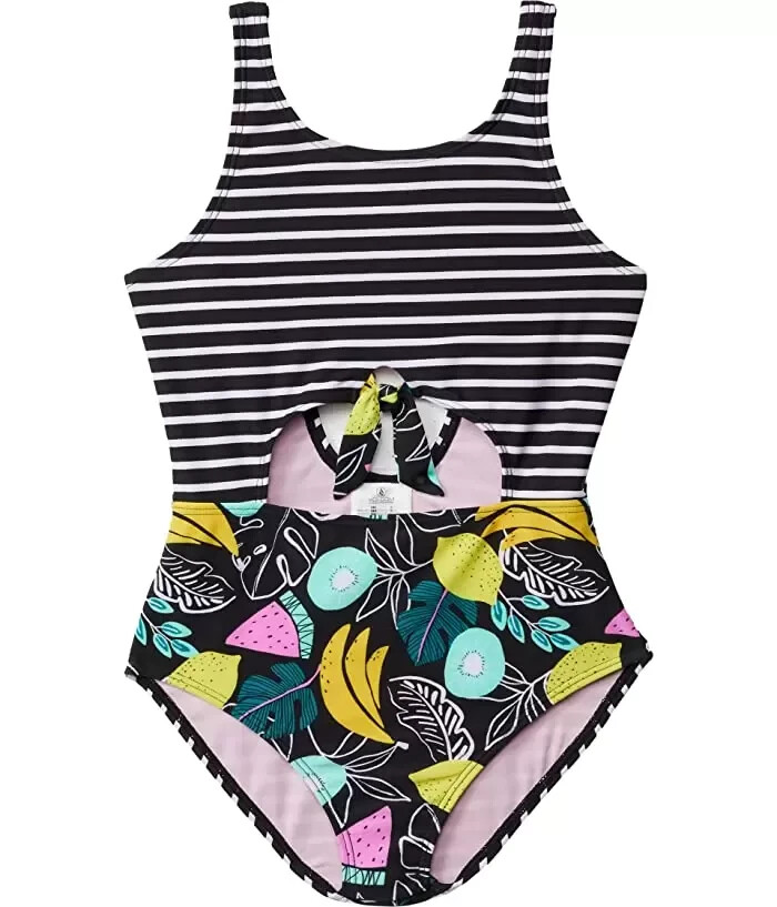 Volcom L136043 Kids Black Juiced One-Piece Swimsuit Size 16