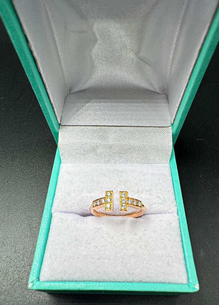 【Tiffany&Co】Tiffany T☆Rose Gold 18k Wire 指輪 TIFFANY & CO. 18K ROSE GOLD T DIAMOND WIRE RING - Size 2.75