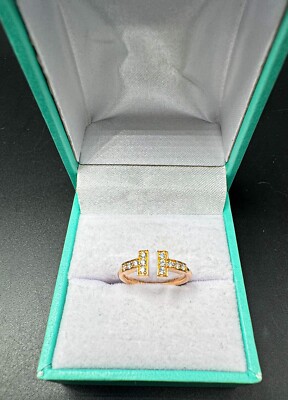 [Tiffany] ティファニー T 18Kゴールド Wire Ring 0.2カラット Tiffany & Co. 18k Yellow Gold and Diamond T Wire Ring Size 5