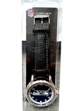 Seattle Seahawks Watch Sparo Black Leather Band Classic NFL Official Merch