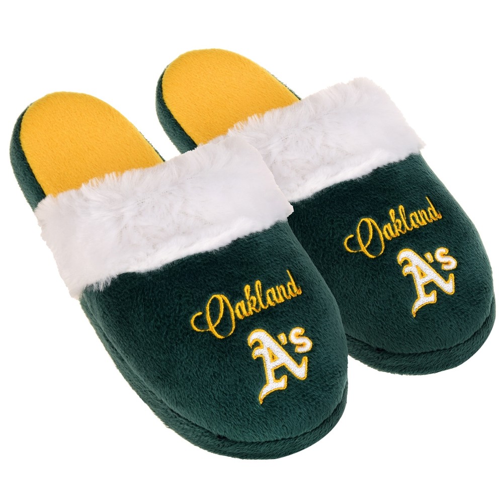Oakland A's Athletics Womens Colorblock Fur Slide Slippers MLB