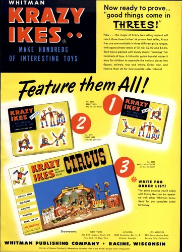1953 PAPER AD Toy Krazy Ikes Family Circus COLOR Whitman Brand 