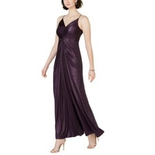 ADRIANNA PAPELL Women's Allover Metallic Knotted Gown Dress TEDO