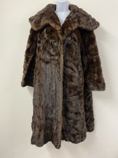 Vintage Real Fur Coat One Size Brown Pockets Luxury Quality Long 40s Style Retro
