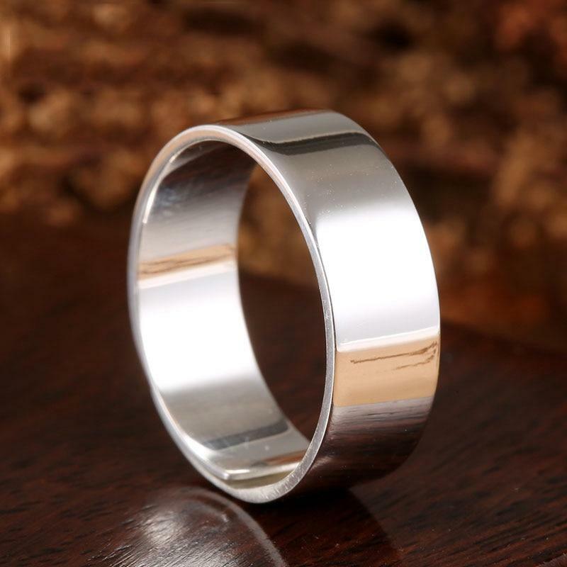 Bague Homme Argent Massif 925 - Taille Réglable, Largeur 7mm, Neuve Avec étiquettes