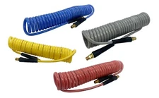 Professional Grade 250 PSI Reinforced Poly 20' Coil Hose with Swivel 1/4" Ends