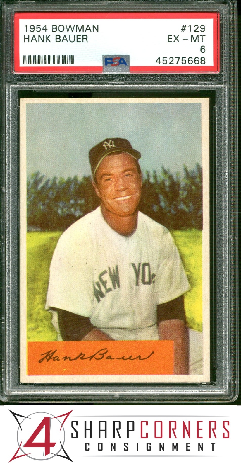 1954 BOWMAN #129 HANK BAUER YANKEES PSA 6