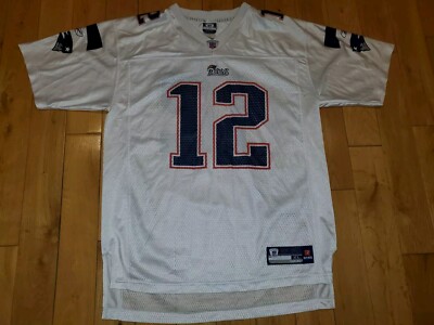 Vtg Reebok TOM BRADY All White NEW ENGLAND PATRIOTS #12 Youth NFL