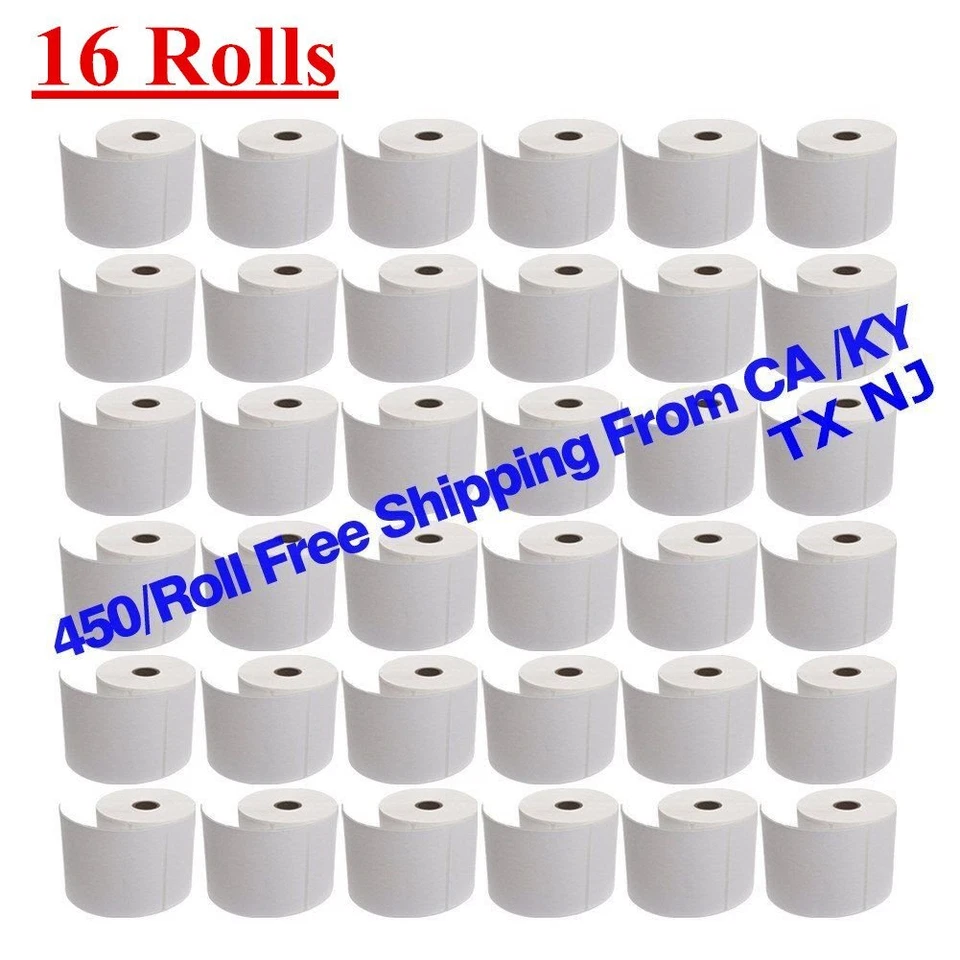 16 Rolls 450/Roll 4x6 Direct Thermal Shipping Labels - Zebra Eltron LP2844 ZP450
