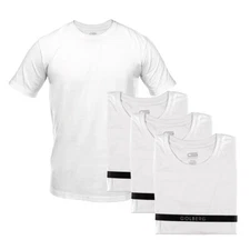 Golberg Men's 100% Tagless Cotton Crewneck Undershirt - White or Black (3 Pack)