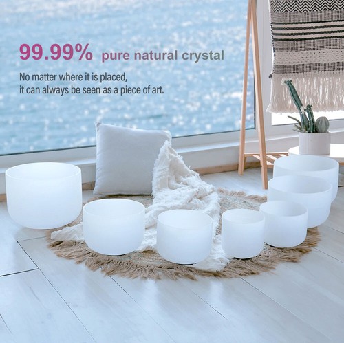 Quartz Crystal Singing Bowl Set - 432Hz Perfect Pitch - 7 Large Bowls ...