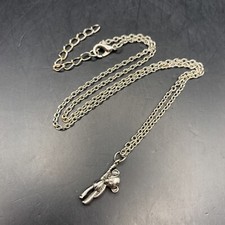 Dainty Teddy Bear Pendant Necklace Silver Tone Hanging