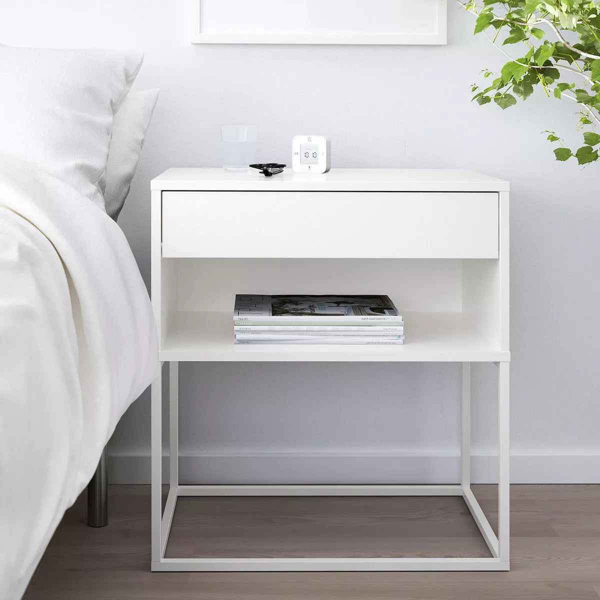 Exclusive NEW IKEA VIKHAMMER WHITE bedside table 60cm x 39cm x