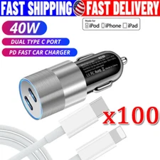 For Phone  Android Samsung 40W Dual USB Type-C Fast Car Charger Adapter LOT