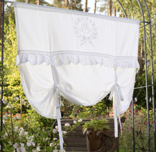 MATHILDE Raff Gardine 160x120cm Rollo LEINEN Raffrollo Landhaus Shabby Vintage