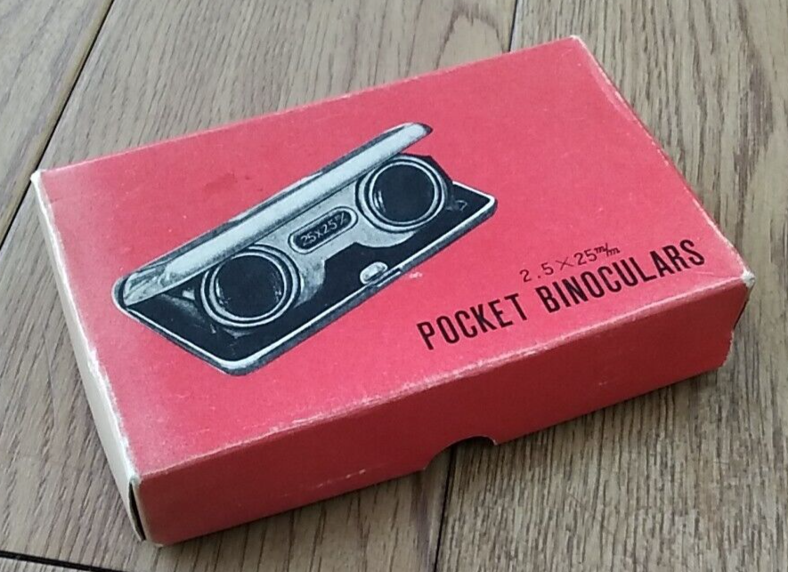Vintage Pocket Binoculars 2.5 X 25 Compact Folding Opera Glasses In Box