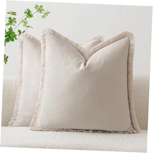 Throw Pillow Covers 18x18 Set of 2 Pillow 18x18 Inch (Pack of 2) Natural Beige-image