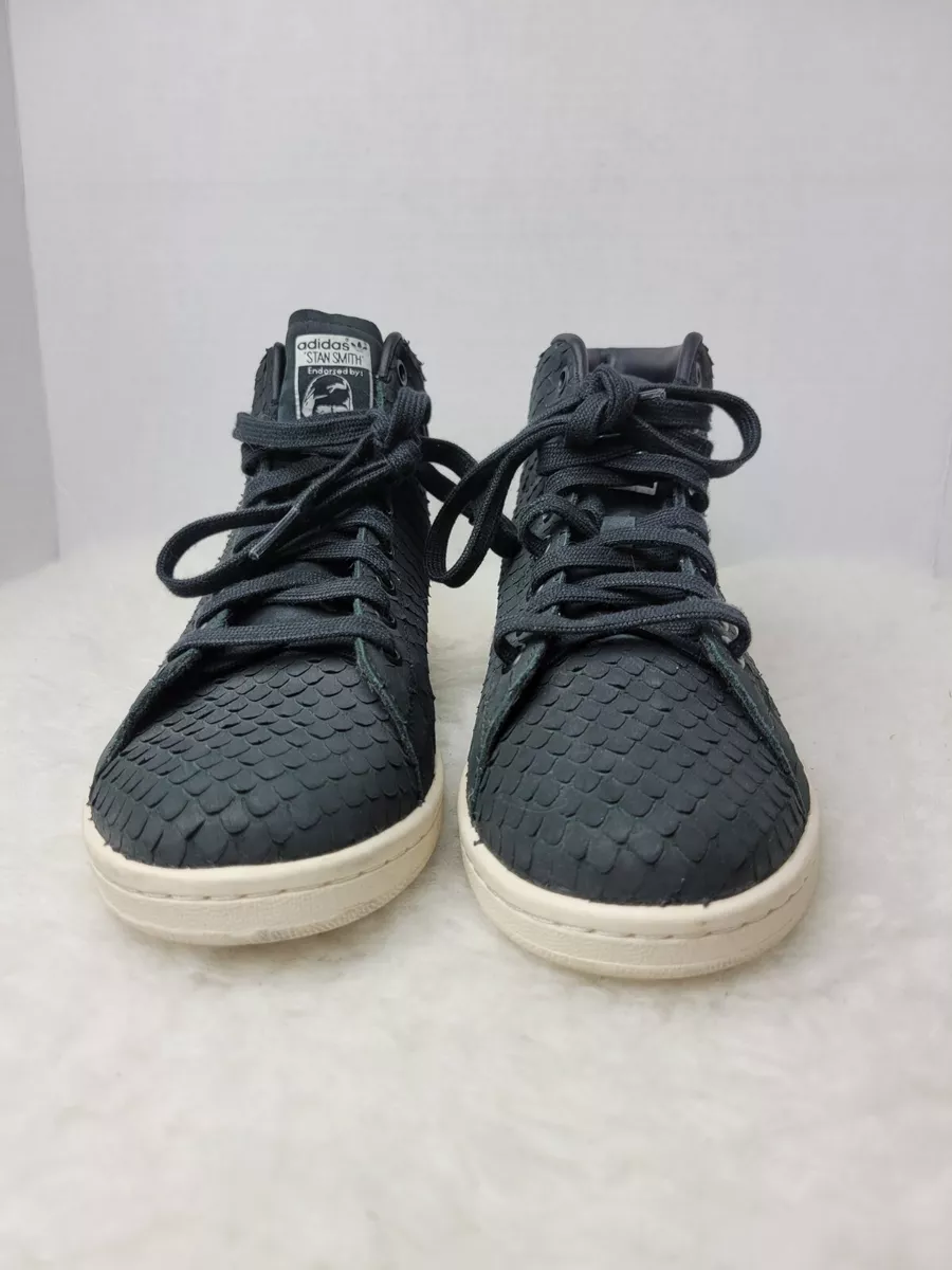 Adidas Originals Stan Smith Mid Womens Lace Up Black Leather Trainers BB4863 Adidas Originals Stan Smith Mid Womens Lace Up Black Leather Trainers BB4863