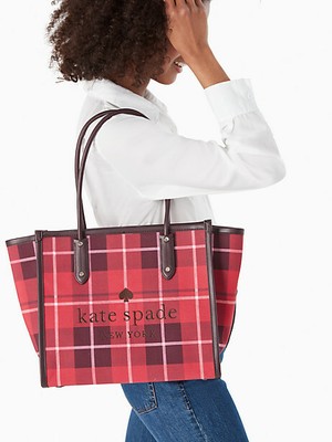 kate spade red and black plaid purse