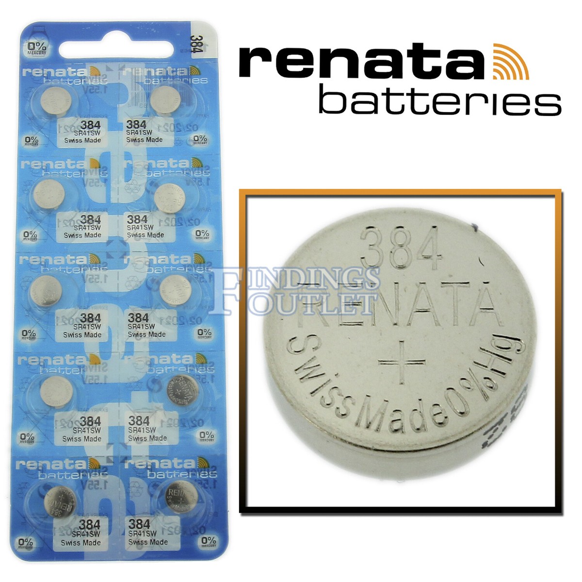 Renata SR41 Knopfzelle – 1,55 V, 45 MAh, Silberoxid, 1 Stück