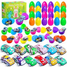 24 Pack Prefilled Easter Eggs with Pull Back Cars   No Assembly Required,