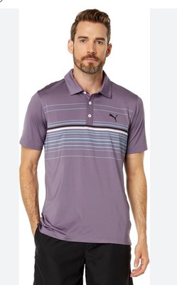 Puma NWT Men's MATTR Canyon Multi Stripe Short Sleeve Polo Shirt Small Golf 