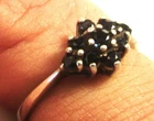 STERLING SILVER OLD VINTAGE CUTE LITTLE SAPPHIRE CLUSTER RING SIZE P
