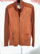 32 Bar Blues Rust Full Zip Mock Neck Cotton Ribbed-Knit Sweater men  s  L
