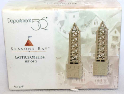 DEPT 56  SEASONS BAY LATTICE OBELISK SET OF 2  53376