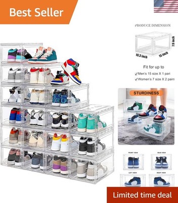 12 Pack Acrylic Clear Shoe Boxes  Ultra Clear Plastic Stackable Sneaker Stora...
