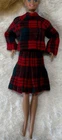 Vintage Barbie Doll Wool Plaid Green and Red Skirt and Blazer Set 2 Pieces