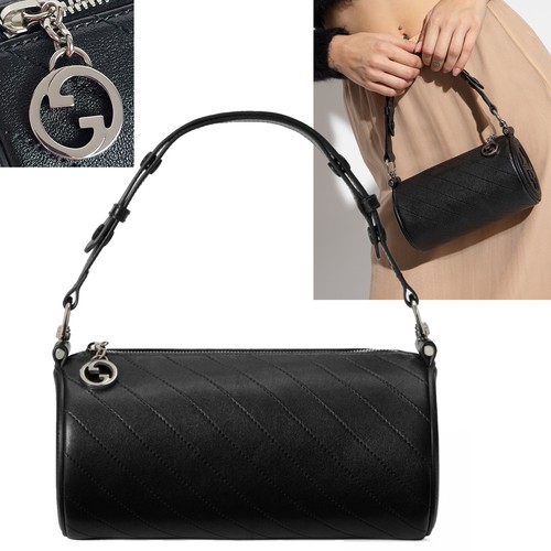 GUCCI BAG 760170 SHOULDER MINI BLONDIE BLACK LEATHER w G LOGO DETAIL $1,790