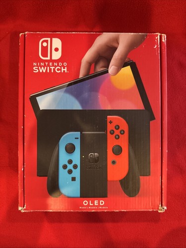 Paquete de consola Nintendo Switch OLED 64 GB Joycons rojo/azul CIB completo + tarjeta SD - Imagen 1 de 13
