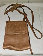 American Leather Company NWT Kansas Crossbody In Brandy Smooth Genuine Leather