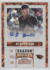 2017 Panini Elite Extra Edition Cracked Ice Ticket 17/24 KJ Harrison Auto 1e5