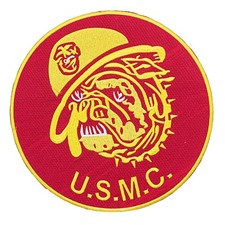 USMC Bulldog Devil Dog Patch - Red & Gold Marine Corps Back Patch