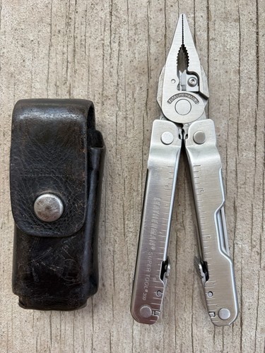 LEATHERMAN SUPER TOOL 300 MULTI-TOOL CARBIDE CUTTERS STAINLESS W/SHEATH, VG!