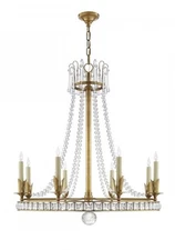 Visual Comfort Signature Joe Nye  8 Light 31” Brass Crystal Regency Chandelier