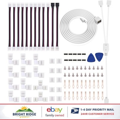 10mm RGB LED Strip Connector Kit with Extension Cable and Waterproof Connectors