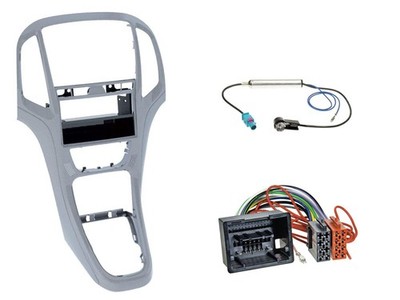 Installation kit DIN car radio for Opel Astra J from 2009 platinum silver