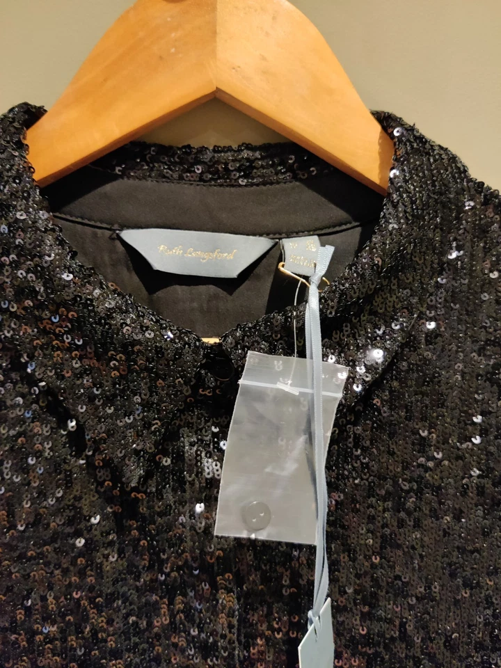 QVC Ruth Langsford Women's Button Front Sequin Shirt Black Size 14 RRP £75 - image 3 of 4