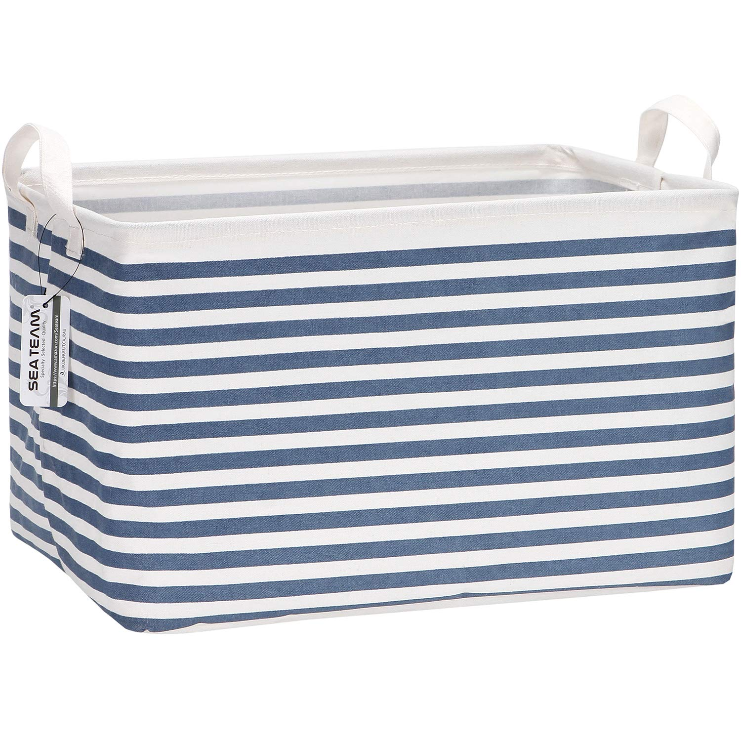 2-Pack Collapsible Canvas Fabric Storage Basket with Handles, Rectangle Waterpro