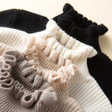 new styles of black fungus lace semi high neck sweater women's pullover
