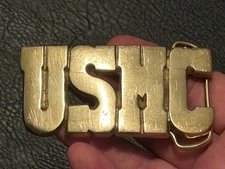 Preowned USMC SOLID BRASS BELT BUCKLE, Taiwan, Barons, 1980s