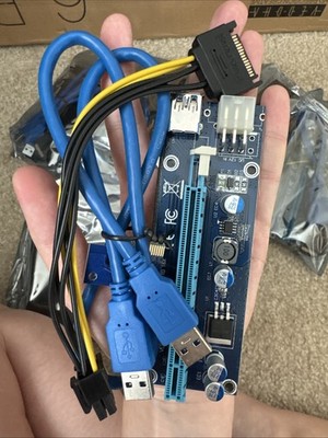 6-Pack  006C PCI-E 16x to 1x Powered Riser GPU Adapter 6 pin ETH