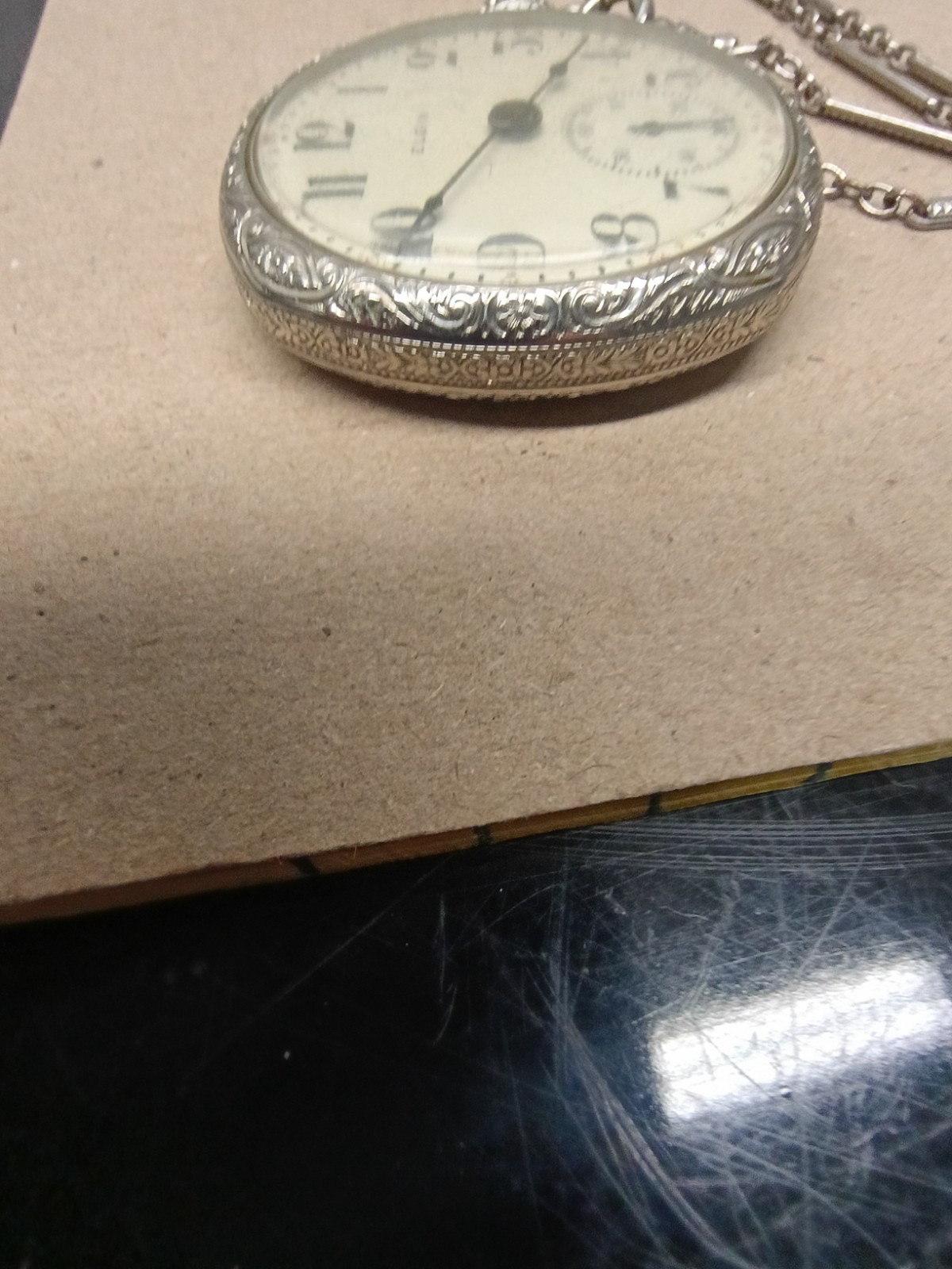 elgin octagonal shape pocket watch with chain - image 6