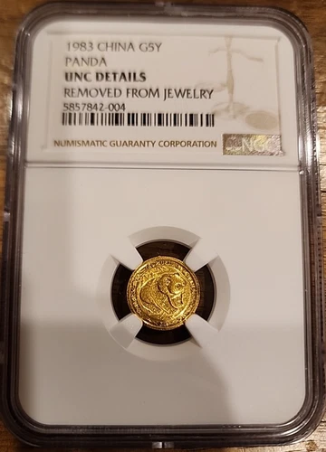 1983 GOLD PANDA 5Y (YUAN) 1/20 Oz NGC Unc Details CHINA KEY DATE !!