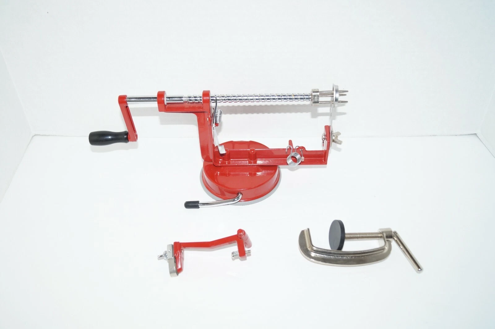 NORPRO APPLE CUTTER PEELER / CORER/ SLICER METAL RED EUC