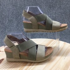 Earth Origins Sandals Womens 7M Cadence Carren Slingback Green Casual Wedge Heel