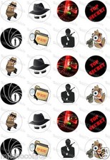 24 x PRECUT SPY MISSIONS/SECRET AGENT RICE/WAFER PAPER CUP CAKE TOPPERS